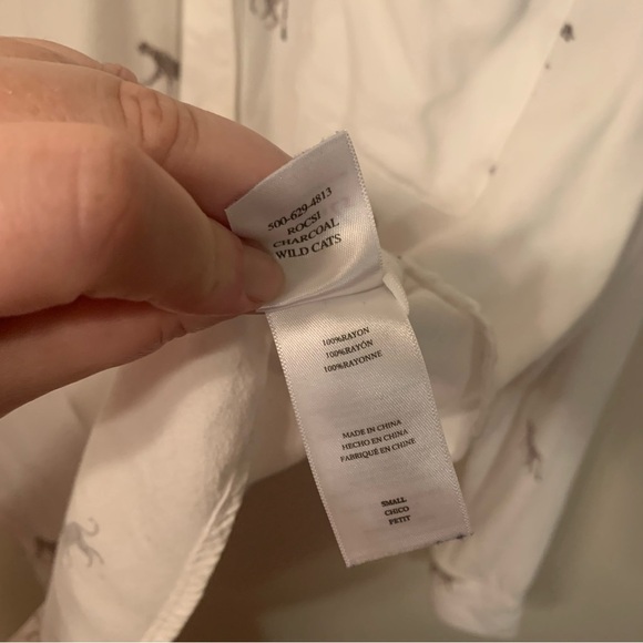 Rails Charcoal Wild Cats Rayon Button Up Long Sleeve Shirt S - Picture 5 of 10